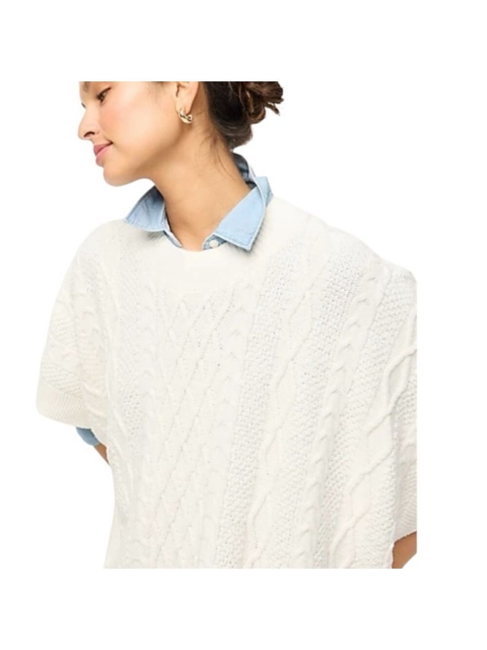 J. Crew Factory Coastal Fisherman Cable Knit Poncho Cape One Size